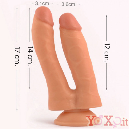 Dildo Realistico Doppia Penetrazione 17x3 e  14x3.5 cm.