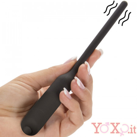 Sonda Dilatatore Uretra Flessibile Vibrante in Silicone 21 x 0,5 cm. Nero