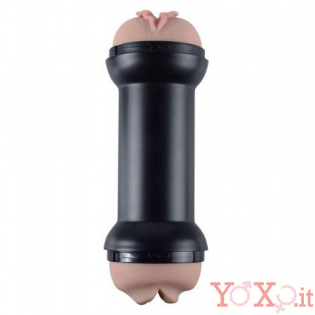 Masturbatore Doppio a Forma di Vagina e Bocca Penetrabili in TPE 22 x 6 cm.