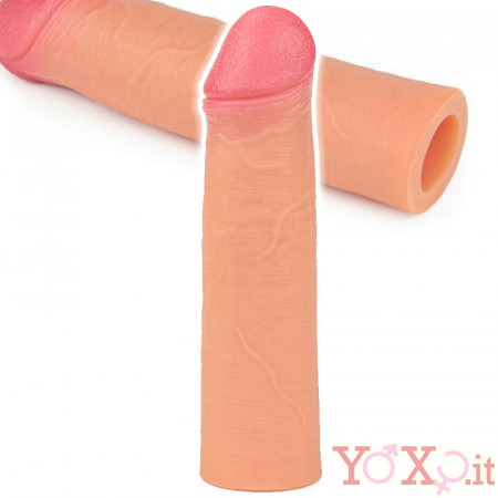 Guaina Realistica Allunga Pene in Silicone +5,5 cm. Color Carne