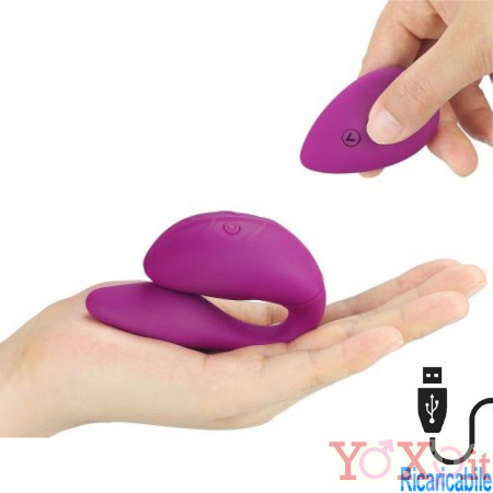 O-Sensual - Vibratore per Coppia con Telecomando Wireless 9 x 2 cm. in Silicone Fucsia Ricaricabile USB