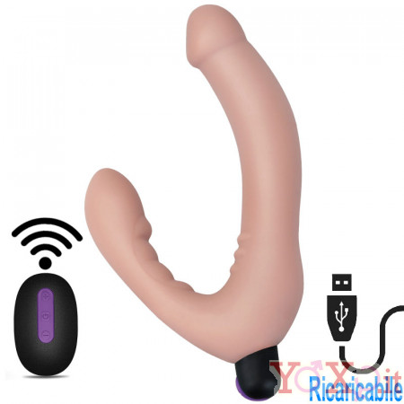 Fallo Indossabile Vibrante Senza Lacci Ricaricabile con USB con Telecomando 20,3 x 3,3 cm. Color Carne