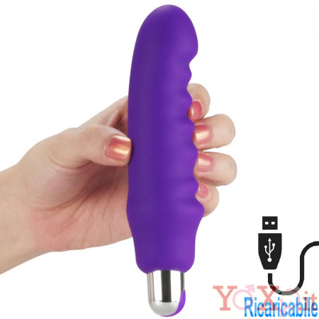 WAVER - Vibratore in Silicone con Rilievi Stimolanti 16,5 x 3,2 cm. Ricaricabile con USB Viola