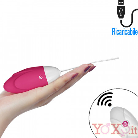 iJoy - Ovetto Vibrante Telecomandato Wireless 8,8 x 3,5 cm. Rosa Ricaricabile con USB