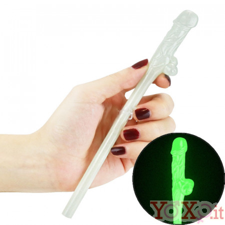 9 Cannucce Fluorescenti a Forma di Pene 18,5 cm. Riutilizzabili