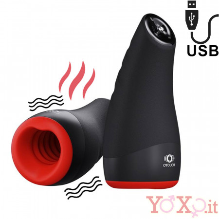 Masturbatore Gola Profonda Riscaldante Vibrante in Silicone Ricaricabile USB