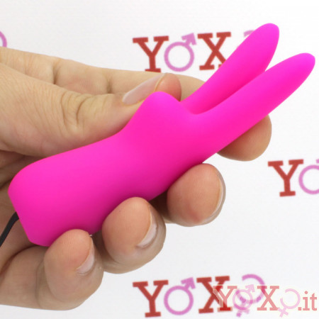 Mini coniglietto vibrante in silicone fucsia 9 x 2,3 cm.