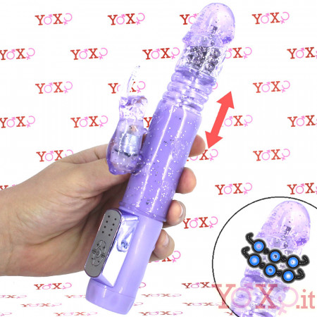 Petite Thrusting - Vibratore Rabbit con Spinta 22 x 3,2 cm. Lilla