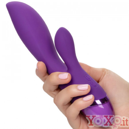 Vibratore rabbit Dual Lover in silicone viola ricaricabile USB 20,2 x 4,5 cm.