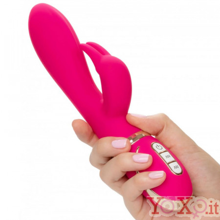 Vibratore rabbit in silicone rosa con bunny ricaricabile USB 22,5 x 5 cm.