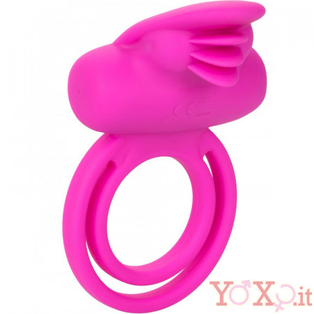 Anello Vibrante in Silicone Rosa da 5 cm. con Doppio Stimolatore Ricaricabile USB