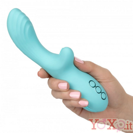 Vibratore rabbit rotante Catalina in silicone azzurro ricaricabile USB 20,2 x 3,75 cm.