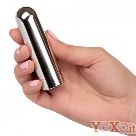 Mini bullet vibrante argento ricaricabile USB 9 x 2,5 cm.