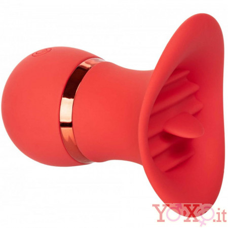 Stimola vagina e clitoride con lingua e setole in silicone arancione USB