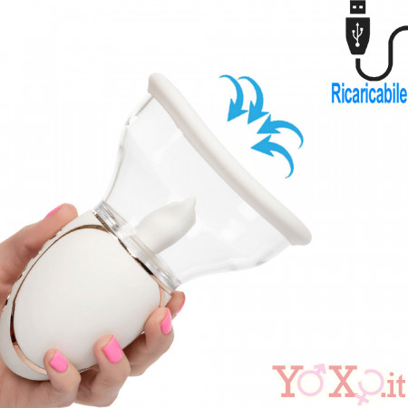 Succhia e Lecca Clitoride in Silicone Bianco Ricaricabile con USB