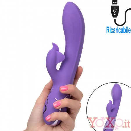 Vibratore Rabbit Gonfiabile in Silicone 21 x 3,8 cm. Viola Ricaricabile con USB