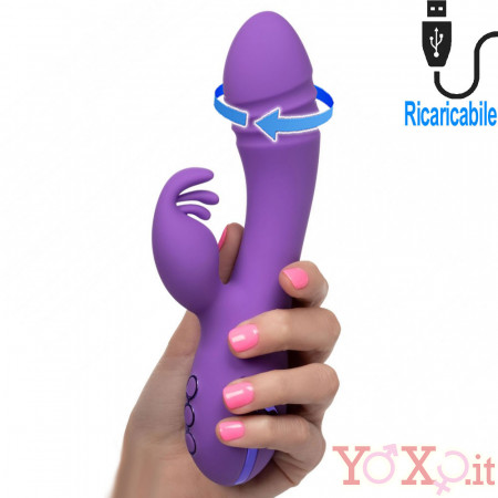 West Coast Wave Rider - Vibratore Rabbit Rotante in Silicone 18,5 x 3,5 cm. Ricaricabile con USB Viola