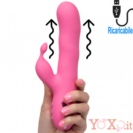 Santa Barbara Surfer - Vibratore Rabbit in Silicone 20 x 3,5 cm. Ricaricabile con USB Rosa