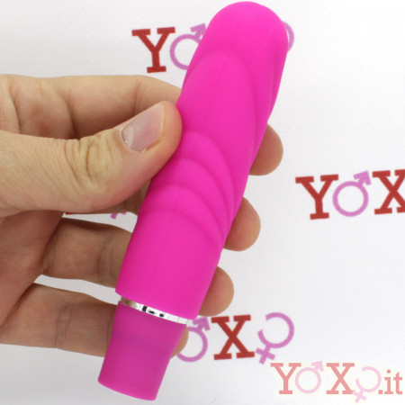 Mini vibratore a spirale in silicone fucsia 12,2 x 2,5 cm.