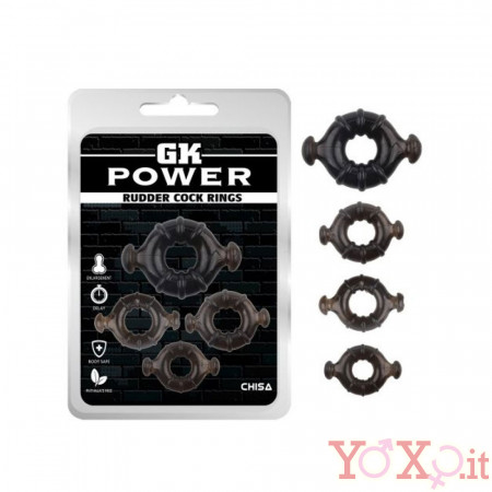 Anelli Fallici Kit di 4 Cockring 2,9 - 4,7 cm. Nero