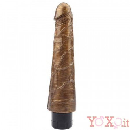 Johnny Boner - Vibratore Realistico in Morbido PVC 23 x 4,8 cm. Oro Scuro