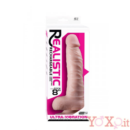 Vibratore Realistico con Ventosa e Testicoli Morbido e Flessibile 20 X 3,5 cm. - Ricaricabile USB