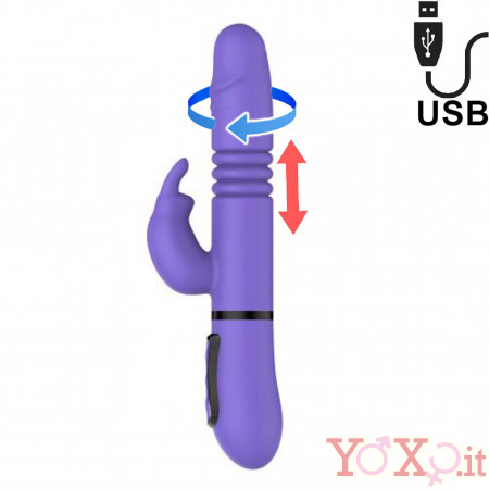 Sweet Lover - Vibratore Rabbit Rotante con Spinta in Silicone 25,5 x 4 cm. Lilla