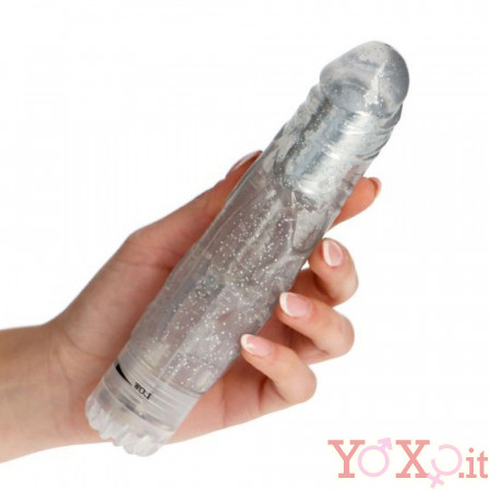 VIBRATORE JAMMY JELLY GLITTER CRUSHY CLEAR 17,5 X 4 cm.