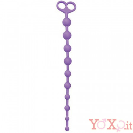 Juggling Ball - Catena Anale in Silicone da 10 Bulbi Progressivi 33,6 x 2,5 cm. Viola