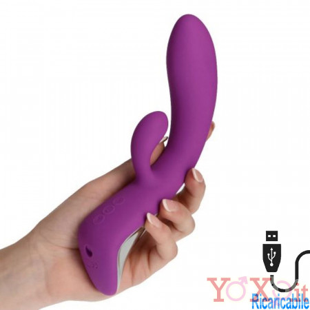 Vibratore Rabbit Viola Ondeggiante in Silicone 22 x 3,6 cm.