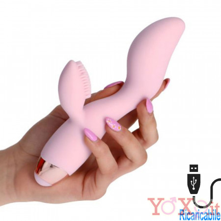 Vibratore Punto G e Clitoride Ricaricabile USB in Puro Silicone 19 x 3,3 cm.