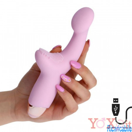 Vibratore Punto G e Clitoride Ricaricabile USB in Puro Silicone 19 x 2,5 cm.