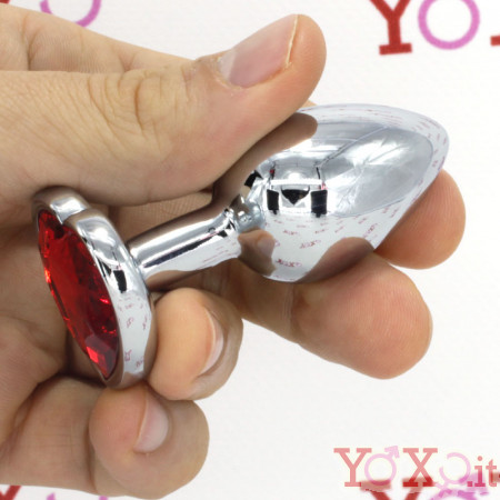 Cuneo Anale in Alluminio con Gemma a Forma di Cuore Tipo Diamante 6,1 x 2,7 cm.
