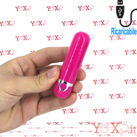 Mini Vibratore Bullet Rosa Ricaricabile con USB 8,7 x 2,2 cm.