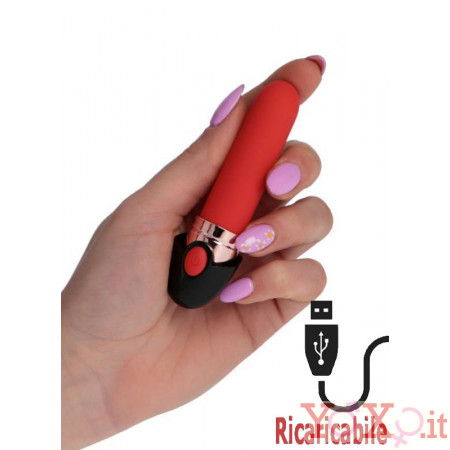 Mini Vibratore Bullet a Forma di Rossetto Ricaricabile con USB 10 x 2 cm.