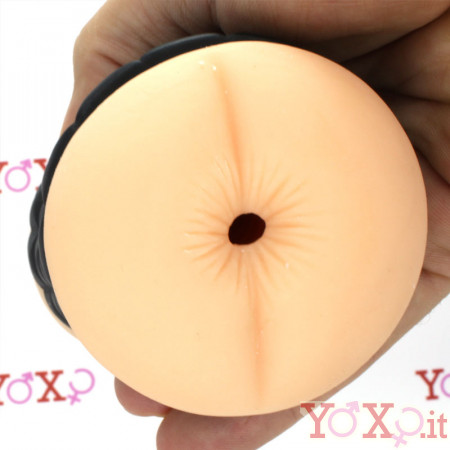Masturbatore doppio a forma di vagina e ano in TPR nero e puro silicone