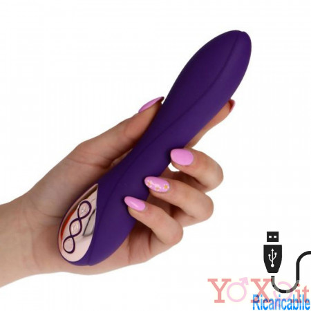 Vibratore in Puro Silicone Viola Ricaricabile USB 18,5 x 3,5 cm.