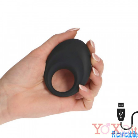 Anello Fallico Vibrante in Puro Silicone Nero Ricaricabile USB