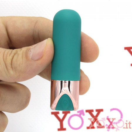 Bullet impermeabile stimola clitoride in silicone turchese ricaricabile con USB 6,5 x 1,9 cm.