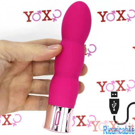 Vibratore in silicone rosa ricaricabile con USB 15,6 x 3,5 cm.