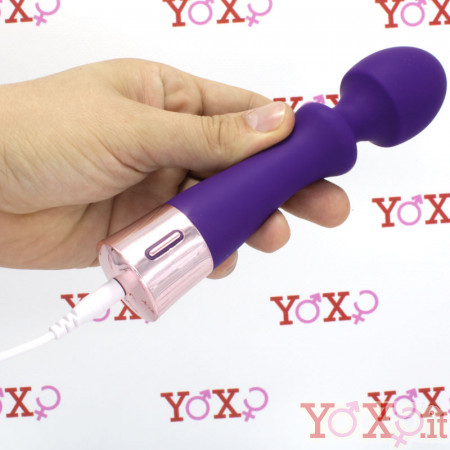 Massaggiatore vibratore in silicone viola ricaricabile USB 16,7 x 3,9 cm.