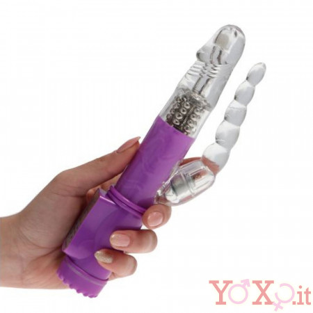 Vibratore Rabbit Funny Moment con Perle Stimolanti 22 x 3 cm. Lilla
