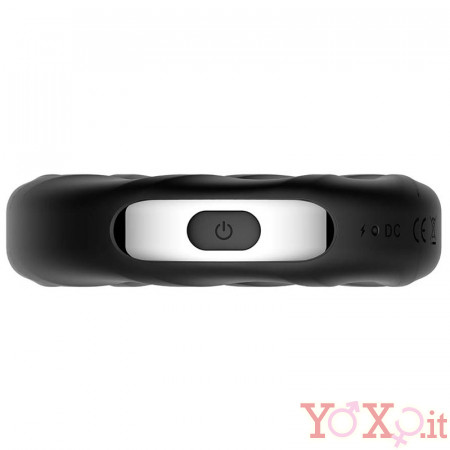 Anello rigido Rev Cockring vibrante in silicone nero ricaricabile USB 4,8 cm.