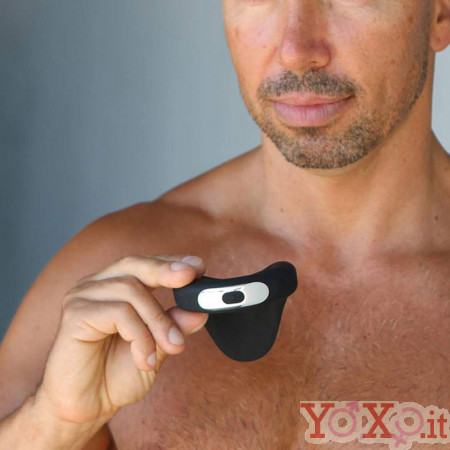Anello rigido Apex vibrante in silicone nero ricaricabile USB 4,8 cm.