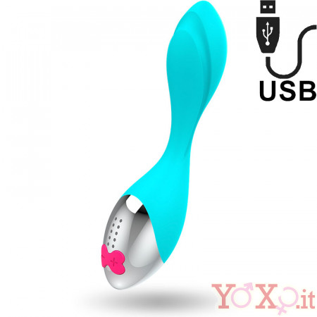 Mini Fun - Vibratore in Silicone 19,5 x 4 cm. Azzurro Ricaricabile