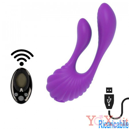 Adrien Lastic COUPLE SECRET - Vibratore Doppio in Silicone 9,3 x 3,6 e 6 x 2,7 cm. Ricaricabile USB Fucsia