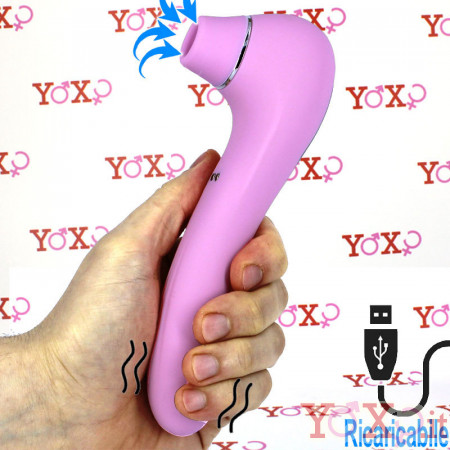 MIDNIGHT QUIVER - Succhia Clitoride e Vibratore in Silicone Rosa Ricaricabile USB