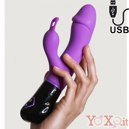 Adrien Lastic Ares 2.0 - Vibratore Rabbit in Silicone 22 x 3,4 cm. Viola