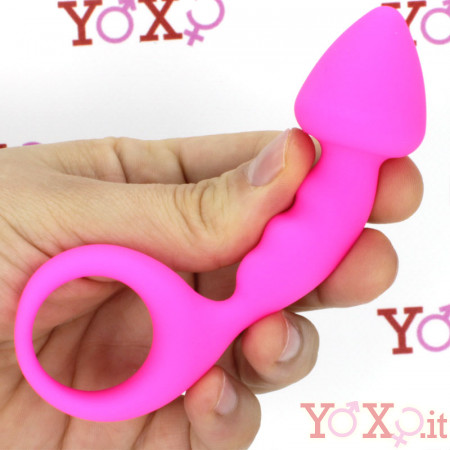 Budy - Cuneo Anale in Silicone con Anello 13 x 2,5 cm. Rosa