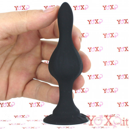 BOB S - Cuneo Anale con Curve 10,8 x 3,1 cm. in Silicone Nero